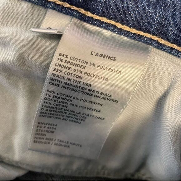 L'agence Dean High Rise Straight Leg Jeans Dark Wash Size 32 - Picture 6 of 6